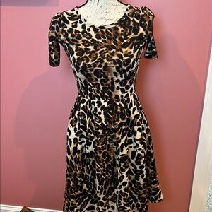 LuLaRoe Brown Leopard Print Midi Dress